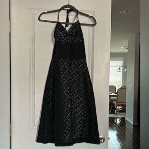 NWOT WHBM Black Eyelet Halter neck Dress SZ: 8